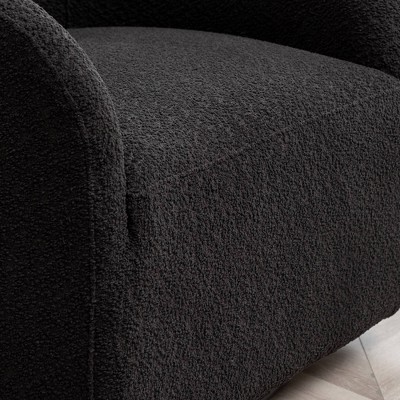 Dark Gray Boucle Upholstered Swivel Barrel Accent Chair