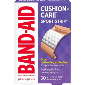 Band Aid - Cushion Care Sport Strip, Adhesive Bandages, 30 Ct - 1 of 4