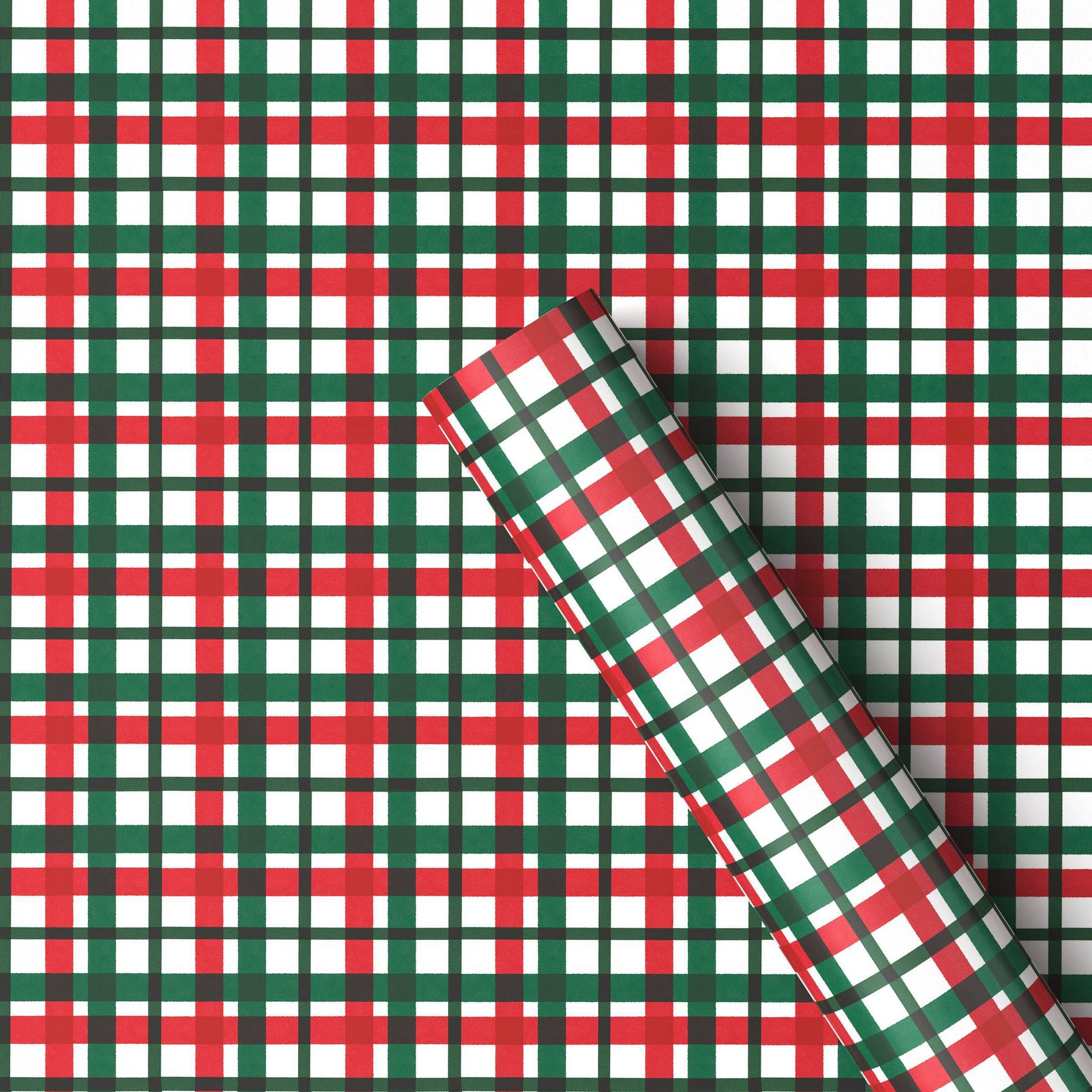30" 50 sq ft Christmas Gift Wrapping Paper Red/Green Plaid - Wondershop™