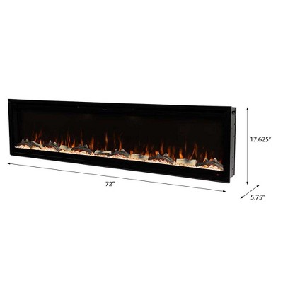 Modern Ember 72-Inch Black Smart Linear Electric Fireplace with LED Flames