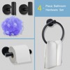 Itopfox Matte Black Bathroom Hardware Set 1 Toilet Paper Holder 1 Towel Ring 2 Hooks Stainless Steel Rust Resistant Easy Install - 2 of 4