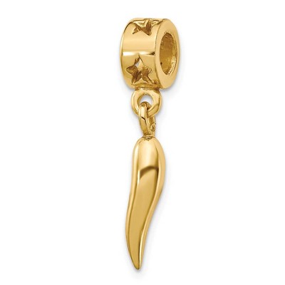 Black Bow Jewelry 14k Yellow Gold Plated Sterling Silver Italian Horn Dangle Bead Charm