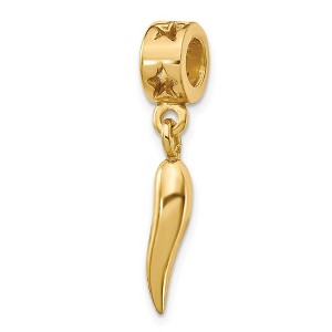 Black Bow Jewelry 14k Yellow Gold Plated Sterling Silver Italian Horn Dangle Bead Charm - 1 of 3