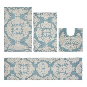 Medallion Collection 4 Piece 100% Cotton Tufted Bathroom Rug Set  with Non-Slip Backing, Machine Washable, Tumble Dry Bath Mat - 1 of 4