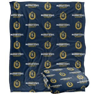 Murray State University Logo Pattern Silky Touch Blanket White 50x60 - 1 of 4