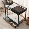 Twin Over Twin Bunk Bed, Convertible Twin Metal Bunk Beds With 2 Storage Drawers And Guardrail For Kids Teens - 3 of 4