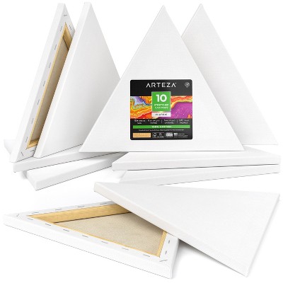 Arteza Classic Blank Triangle Stretched Canvas, 12", Blank Canvas Boards for Painting - 10 Pack (ARTZ-3921)