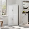 Spassway White Kitchen Pantry Cabinet Tall Wood Storage Cabinet with Doors and Adjustable Shelves Kitchen Freestanding Cupboard for Dining Room - 2 of 4