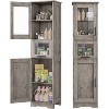 Acekool Tall Floor Cabinet, Modern Glass Door Storage Cupboard with Adjustable Shelves & Central Drawer, for Bathroom Kitchen Living - 4 of 4