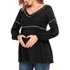 Maternity Sweater V Neck Long Sleeve Peplum Tops Fall Outfits for Maternity Cozy Waffle Knit Sweater Midweight Babydoll Smock Tops - 4 of 4