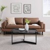 Modern Minimalist Tray Top Round Glass Coffee Table Black - Saracina Home - 4 of 4