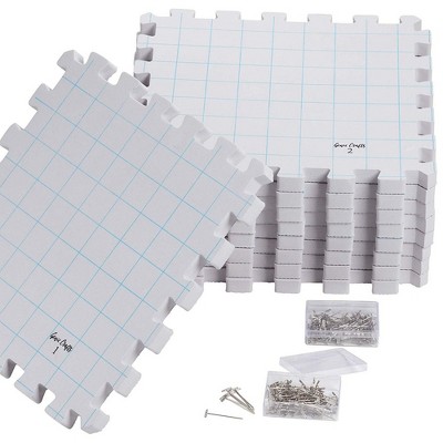9-Pack Thick Blocking Board Mats with 200 T-Pins and Storage Bag for Knitting and Crochet, 12.5 inches