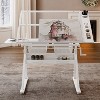 Hand crank adjustable tempered glass drafting drawing and printing table with chair and storage space for living room, study, bedroom(white) - 4 of 4