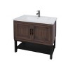 Bathroom Vanity With Ceramic Sink And Hot And Cold Faucet,Freestanding Bathroom Storage Cabinet With 2 Doors And Open Iron Shelf-Maison Boucle - 4 of 4