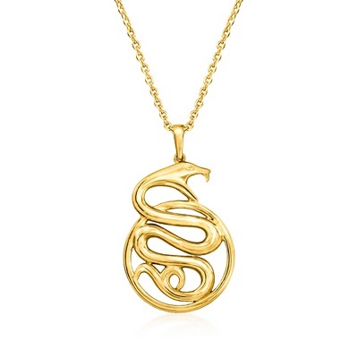 Ross-Simons 18kt Gold Over Sterling Snake Pendant Necklace Size 18