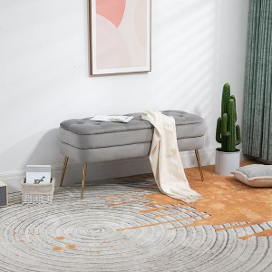 Upholstered Fabric Storage Ottoman with Safety Hinge, Entryway Padded Footstool, Storage Bench for Living Room & Bedroom - 1 of 4
