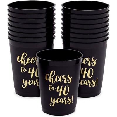 Sparkle And Bash 16 Pack 40 Birthday Party Cups For Cheers To 40 Years,  40th Birthday Decorations For Men And Women, 16 Oz : Target