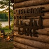 5 Star Super Deals Rustic Metal Welcome Sign for Lake House and Cabin - Nature Inspired Wall Art Boy At Campfire & Trees - 20x18 Inches - 4 of 4