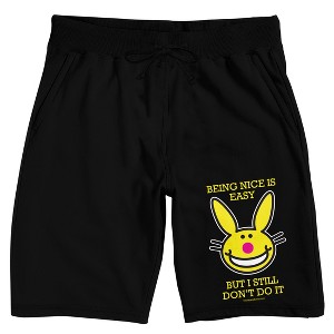 It's Happy Bunny "Being Nice Is Easy, But I Still Don't Do It" Men's Black Sleep Pajama Shorts - 1 of 4