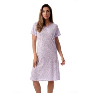 Just Love Womens Short Sleeve Nightgown  - Sleep Dress with Bow-6701-10248-PUR-S - 1 of 3