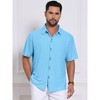 INSPIRE CHIC Men's Texture Short Sleeve Button Down Solid Casual Knitted Shirt - 4 of 4