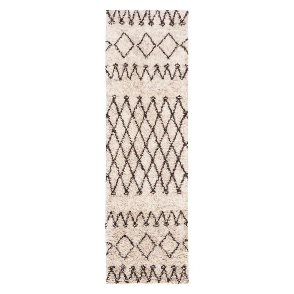  Runner Geometric Design Ivory/Dark Brown