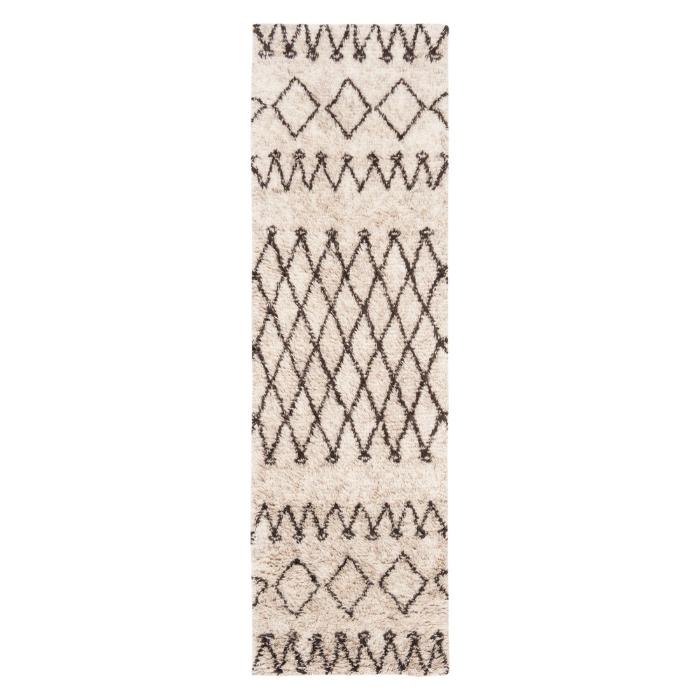 2'3inx14' Runner Geometric Design Ivory/Dark Brown - Safavieh