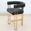 Faux Leather Counter Height Bar Stools,Boasting Curved Frame Armrest & Gold Metal Legs Midbar Chair For Dining Room, Kitchen Island-Tanpinhause - 2 of 4