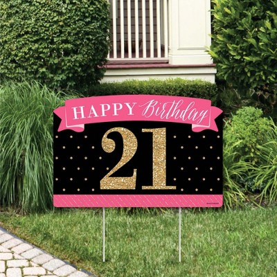 Big Dot of Happiness Finally 21 Girl - 21st Birthday Party Yard Sign Lawn Decorations - Happy Birthday Party Yardy Sign