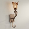 Franklin Iron Works Amber Scroll Rustic Wall Light Sconce Bronze 5 1/2" Fixture Art Glass Shade for Bedroom Bathroom Vanity Reading Living Room House - 2 of 4