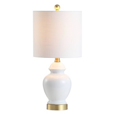 20" Perry Ceramic/Metal Table Lamp White (Includes LED Light Bulb) - JONATHAN Y