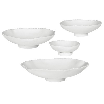 Matte White Christmas Winter Sculpture Bowls Set