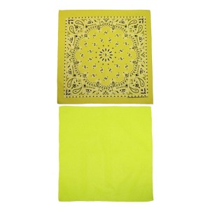 CTM Cotton Solid and Paisley Print Neon Bandana Kit (Pack of 2) - 1 of 4