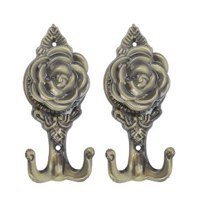 Unique Bargains Curtain Holdbacks Peony Hooks Iron 5.43"x2.36" 1Pair - 1 of 4