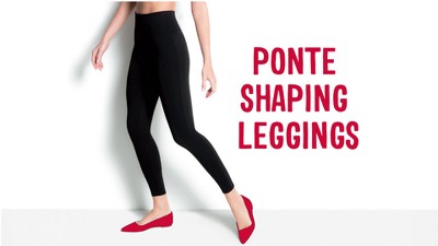 Spanx Assets Seamed Ponte Leggings Shape Wear Contour Pants XL Women Black