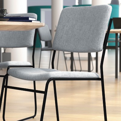 Versatile Armless Stacking Swivel Chair in Gray with Metal Frame