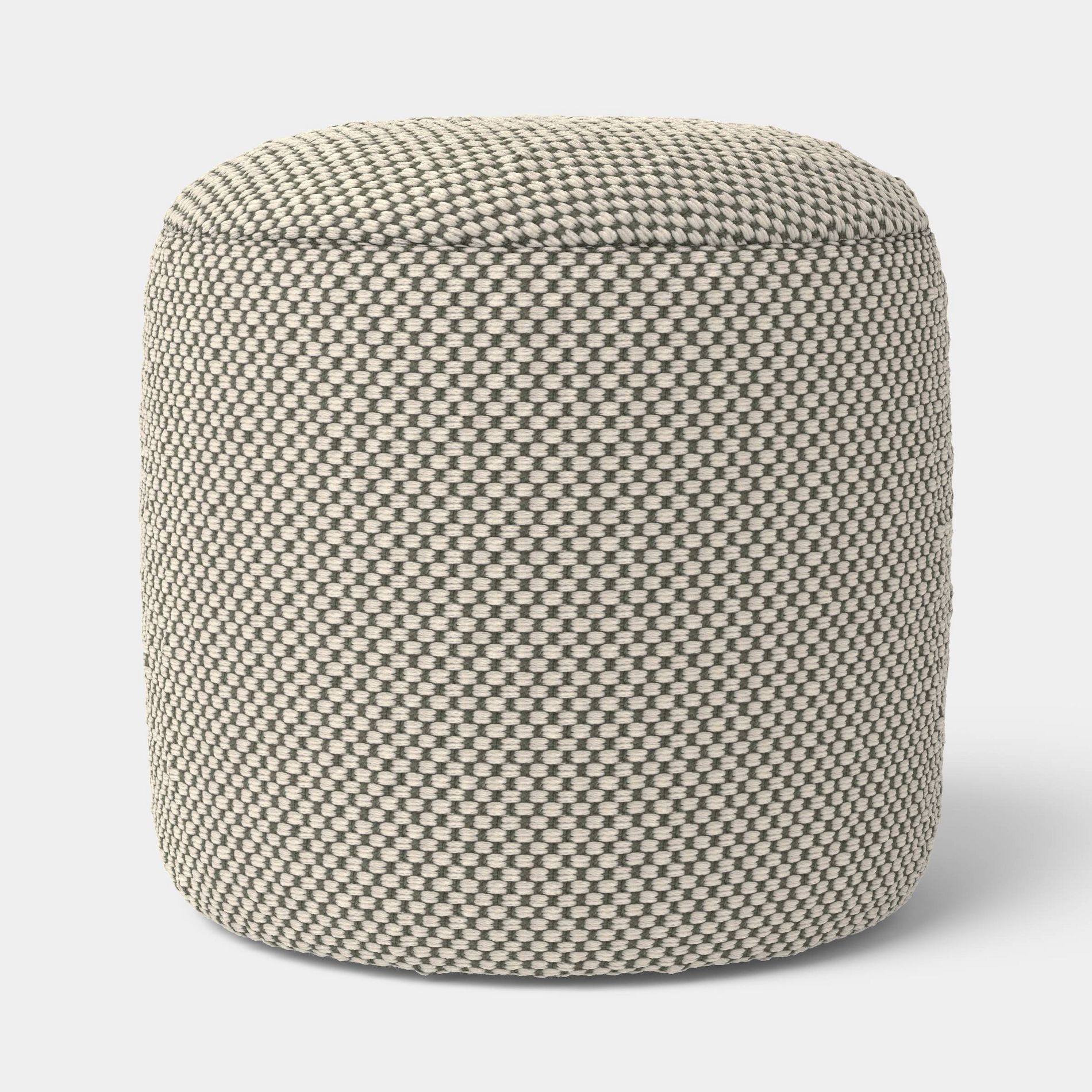 Cylinder Bean Filled Pouf Balsam Green and White - Room Essentials™