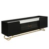 NicBex TV Stand Sleek Design TV Stand with Fluted Glass Contemporary Entertainment Center for TVs Up to 70 Inches with Gold Frame Base - 3 of 4