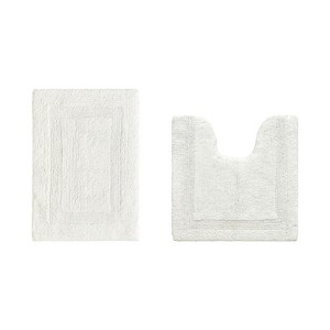 Lux Premium 100% Cotton Tufted Solid Reversible 2 PC Bath Rug Set – Ultra-Soft, Water-Absorbent, Durable, Machine Washable Bathroom Rug - 1 of 4
