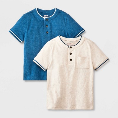 Image of Toddler Boys' 2pk Henley T-Shirt - Cat & Jack™ Blue/White 18M