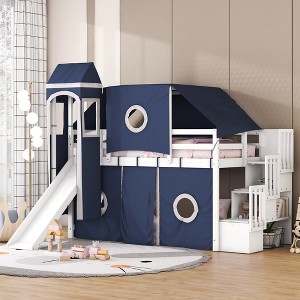 Twin Size Loft Bed with Tent and Tower - 1 of 4