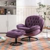 33.78" Tall Upholstered Lazy Chair With Ottoman, Metal Legs And Frame Modern Lounge Accent Chair, Soft Velvet Leisure Sofa Chair - 2 of 4