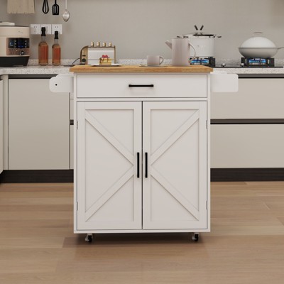 NicBex Mobile Kitchen Island Cart Multifunctional Kitchen Carts on Wheels with Storage, 1 Cabinets and 1 Drawer for Dining Rooms