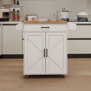 NicBex Mobile Kitchen Island Cart Multifunctional Kitchen Carts on Wheels with Storage, 1 Cabinets and 1 Drawer for Dining Rooms - 1 of 4