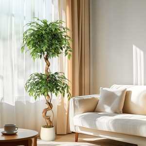 Whizmax 4/5/6ft Ficus Artificial Trees, Lifelike Faux Tree, Green Lush Fake Ficus Tree Artificial Plants for Living Room Indoor Outdoor Modern Decor - 1 of 4