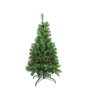 Northlight 4' Pre-lit White Iridescent Pine Artificial Christmas Tree -  Pink Lights