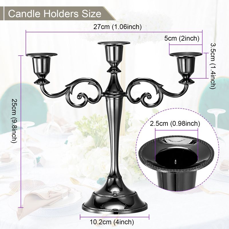 Unique Bargains Home Decor Wedding Birthday Party Dinning Table Candelabra Candle Holders 3 Arm Metal Candlestick 1 Pc, 3 of 7