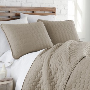 FIONECA Luxury Round Quilted Silky Soft Reversible Microfiber Quilt Set White - 1 of 4