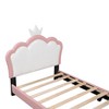 NicBex Twin Size Princess Upholstered Bed Frame with Crown-Shaped Headboard for Girls,Solid Wood Slats Support,Easy Assembly,White+Pink/Pink+White - 4 of 4