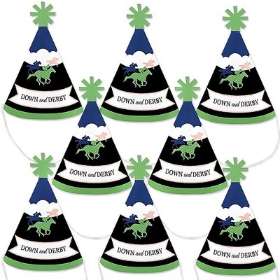 Big Dot of Happiness Kentucky Horse Derby - Mini Cone Horse Race Party Hats - Small Little Party Hats - Set of 8